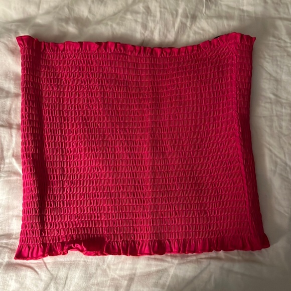 Bright pink ribbed tube top - Picture 3 of 4